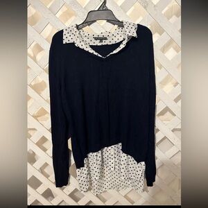 Adrianna Papell Asymmetrical Long Sleeve Button Down Shirt